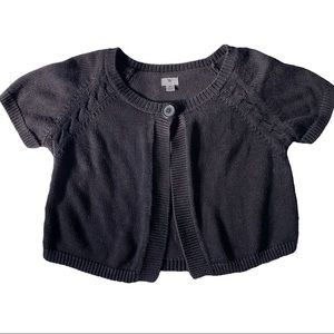 Black Short sleeve Button knitt ribbed crop top